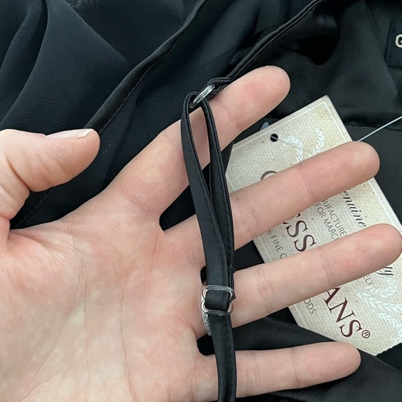 NWT Guess Jeans/ Black short sleeved blouse/ Tie back/ Peasant/ Size US L - Picture 6 of 14